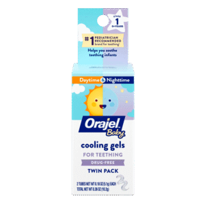 Orajel Baby Daytime & Nighttime Cooling Gels for Teething, Drug-Free, #1 Pediatrician Recommended Brand for Teething*, Two 0.18oz Tubes