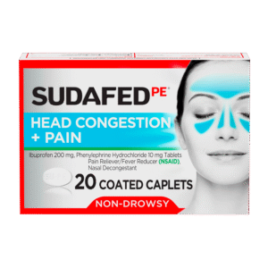 Sudafed PE Non-Drowsy Head Congestion + Pain Relief Caplets, 20 ct